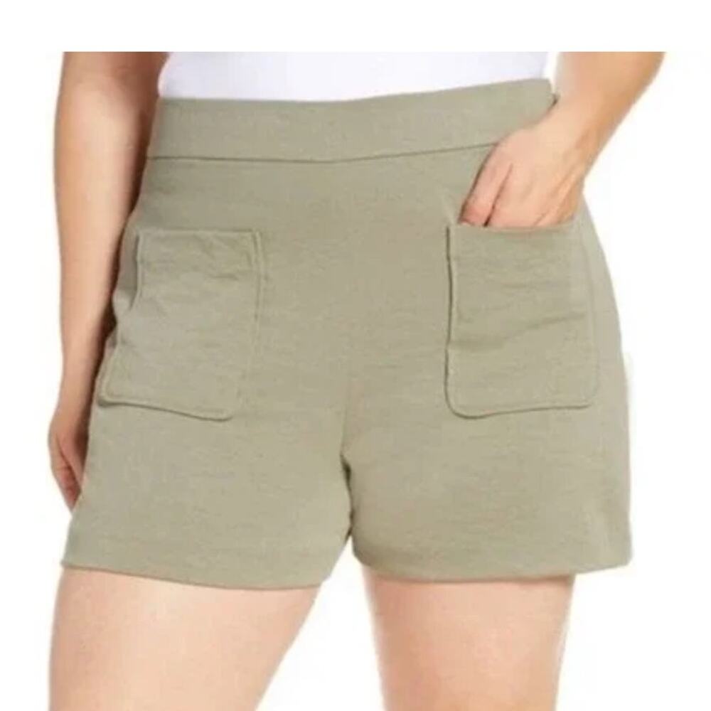 Leith High Waist Olive Green Shorts Plus Size 4X